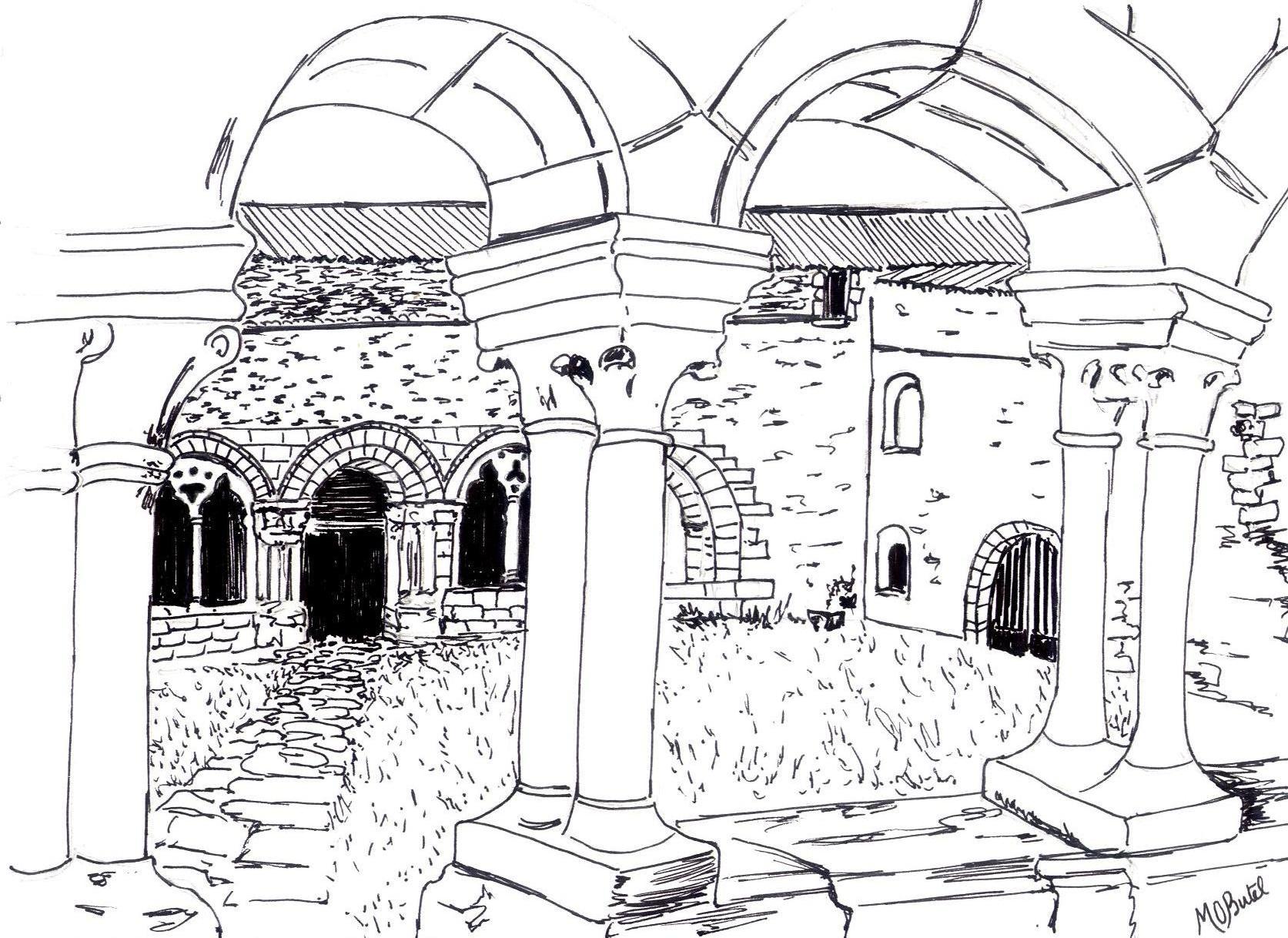 dessin abbaye de la Grainetière